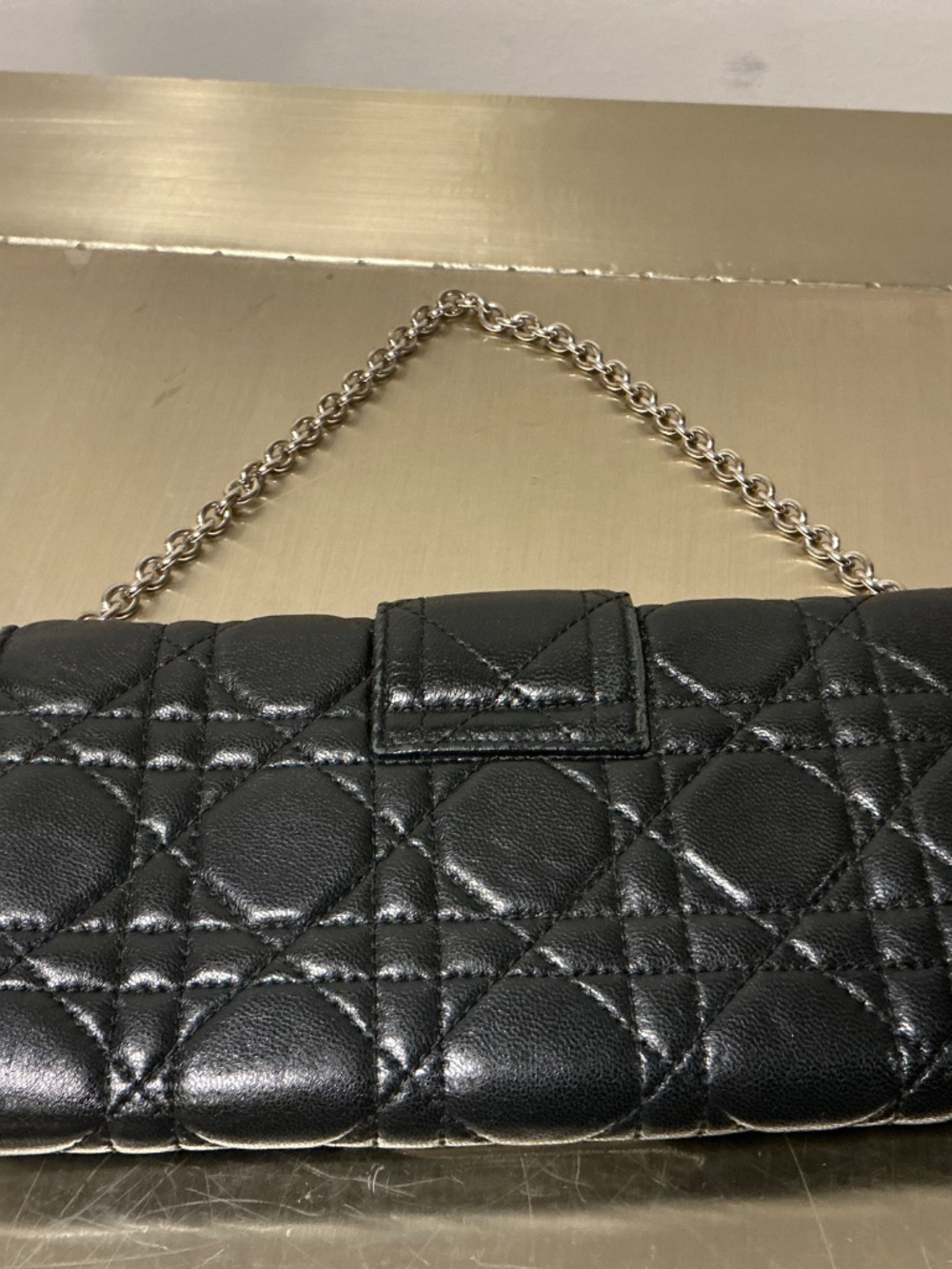 Authentic Christian Dior New Lock Pochette Black Quilted Lambskin Chain Bag - Picture 4 of 9